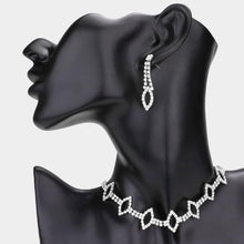 Load image into Gallery viewer, Silver Marquise Accented Choker Necklace Rhinestone Paved
