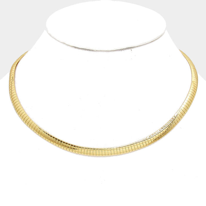 Gold Metal Omega Choker Necklace
