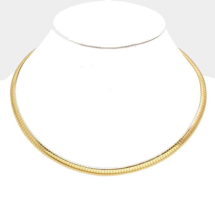 Gold Metal Omega Choker Necklace