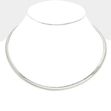 Load image into Gallery viewer, Silver Metal Omega Choker Necklace
