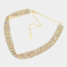 Load image into Gallery viewer, Gold Bubble Crystal Choker Necklace &amp; Clip Earring Set
