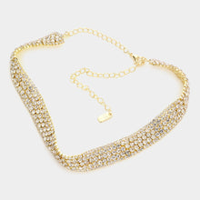 Load image into Gallery viewer, Gold Bubble Crystal Choker Necklace &amp; Clip Earring Set
