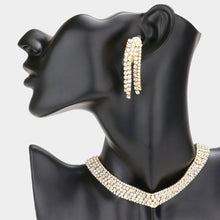 Load image into Gallery viewer, Gold Bubble Crystal Choker Necklace &amp; Clip Earring Set
