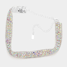 Load image into Gallery viewer, Silver Bubble Crystal Choker Necklace &amp; Clip Earring Set
