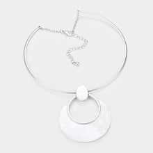 Load image into Gallery viewer, Silver Hollow Round Mother of Pearl Metal Choker Necklace
