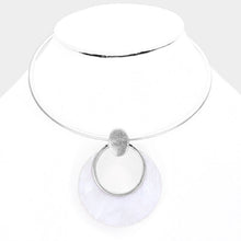 Load image into Gallery viewer, Silver Hollow Round Mother of Pearl Metal Choker Necklace
