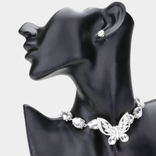 Load image into Gallery viewer, Crystal Butterfly Teardrop Stone Cluster Evening Choker Necklace
