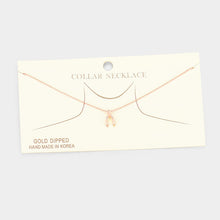Load image into Gallery viewer, Rose Gold Gold Dipped Round Metal Wishbone Collar Necklace
