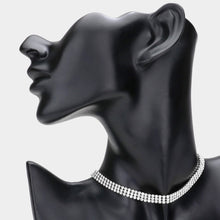 Load image into Gallery viewer, 3-Row Rhinestone Pave Evening Choker Necklace
