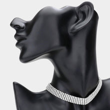 Load image into Gallery viewer, 5-Row Rhinestone Pave Evening Choker Necklace
