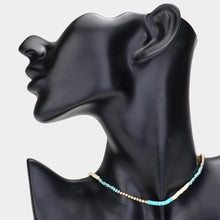 Load image into Gallery viewer, Turquoise Faceted Wood Heishi Beaded Choker Necklace
