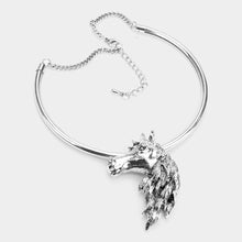 Load image into Gallery viewer, Silver Antique Metal Horse Face Choker Necklace
