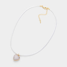 Load image into Gallery viewer, White Heart Shaped Natural Stone Cluster Pendant Choker Necklace
