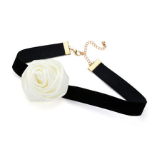 Load image into Gallery viewer, White Fabric Flower Choker Necklace
