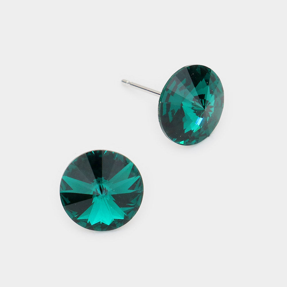 Emerald 10 mm Round Crystal Stud Earrings