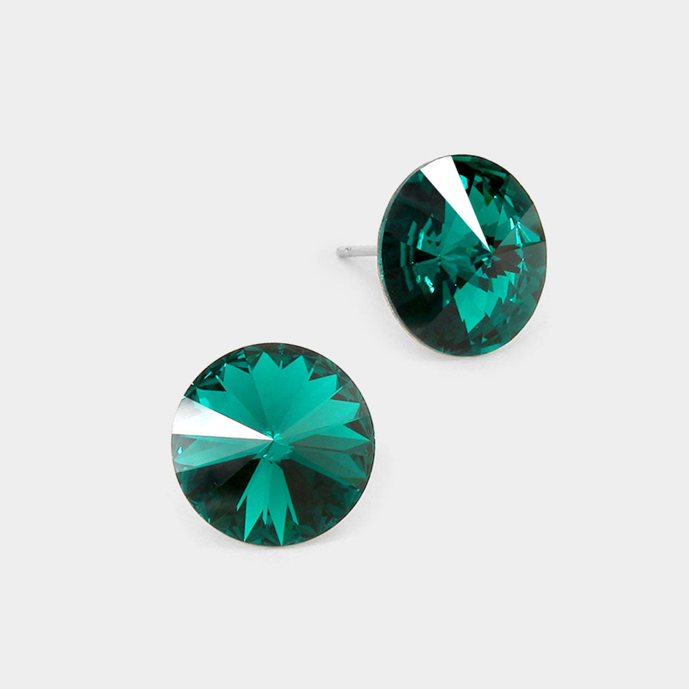 Emerald 15mm Genuine Crystal Stud Earrings