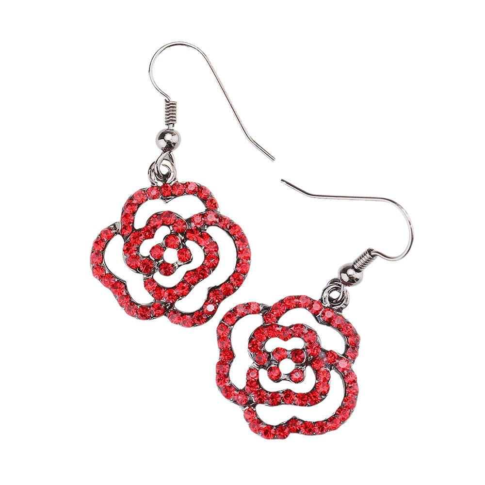 Genuine Crystal Rose Dangle Earrings