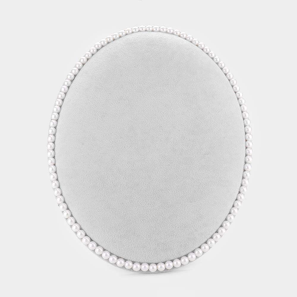 Gray Pearl Trim Oval Earring Jewelry Display Stand