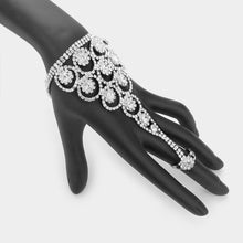 Load image into Gallery viewer, Clear Crystal Round Rhinestone Pave Hand Chain Evening Bracelet
