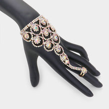 Load image into Gallery viewer, Gold Crystal Round Rhinestone Pave Hand Chain Evening Bracelet
