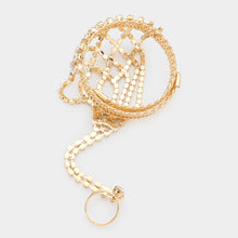 Load image into Gallery viewer, Gold Rhinestone Hand Chain Evening Bracelet
