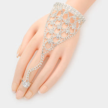 Load image into Gallery viewer, Silver Round Stone Pointed Hand Chain Evening Bracelet
