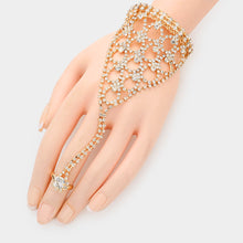 Load image into Gallery viewer, Gold Round Stone Pointed Hand Chain Evening Bracelet
