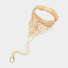 Load image into Gallery viewer, Gold Teardrop Stone Pointed Hand Chain Evening Bracelet
