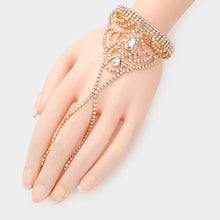 Load image into Gallery viewer, Gold Teardrop Stone Pointed Hand Chain Evening Bracelet
