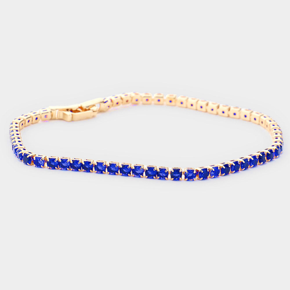 Blue Brass Metal Tennis Evening Bracelet