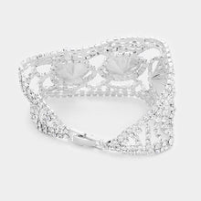 Load image into Gallery viewer, Silver Triple Circle Glass Stone Rhinestone Evening Bracelet
