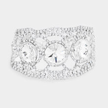 Load image into Gallery viewer, Silver Triple Circle Glass Stone Rhinestone Evening Bracelet

