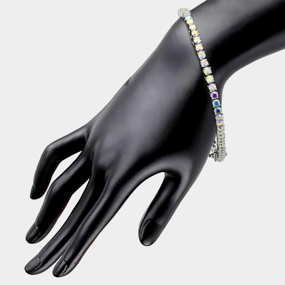 Silver CZ Tennis Evening Bracelet