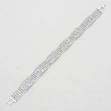 Load image into Gallery viewer, Silver Rippled Rhinestone Evening Bracelet
