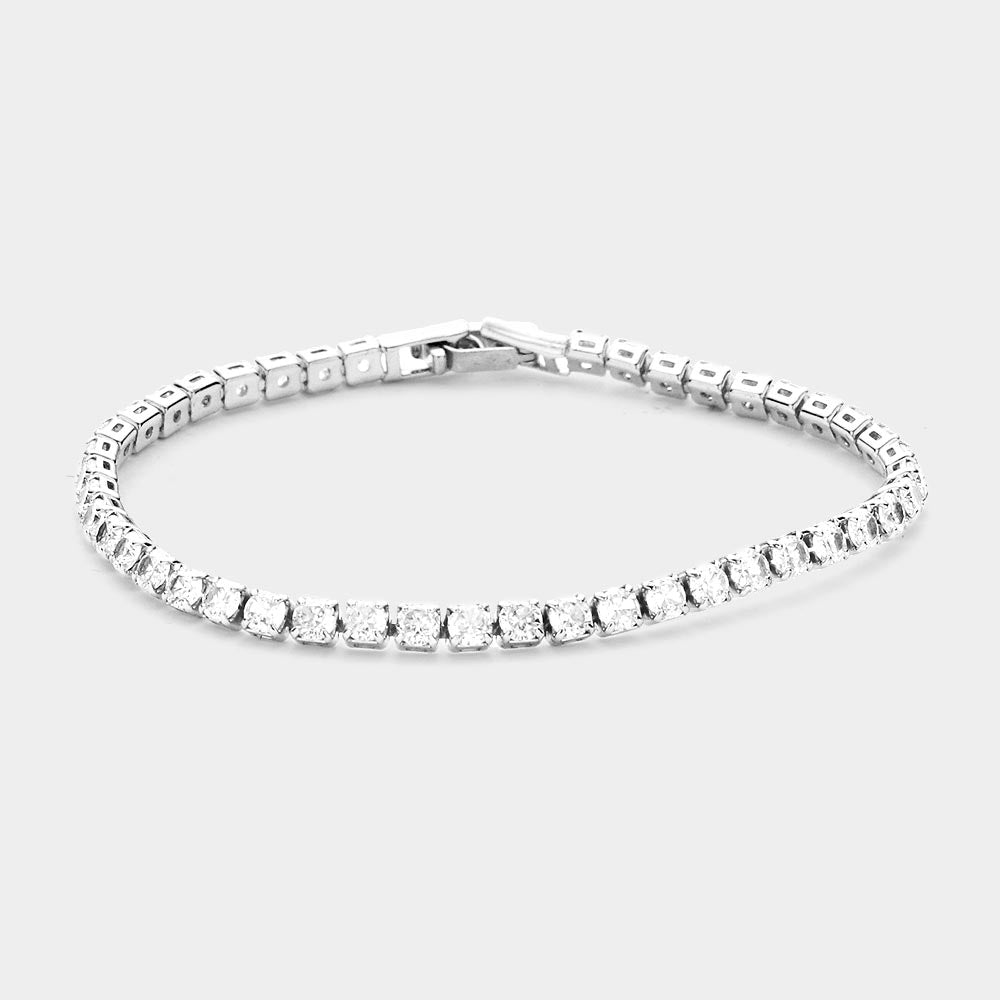 Silver Round CZ Tennis Evening Bracelet