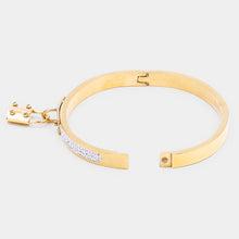 Load image into Gallery viewer, Gold FOREVER LOVE Metal Lock Charm  Stainless Steel Evening Bracelet
