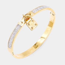 Load image into Gallery viewer, Gold FOREVER LOVE Metal Lock Charm  Stainless Steel Evening Bracelet
