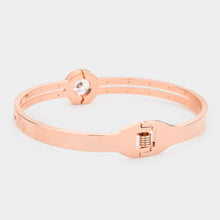 Load image into Gallery viewer, Rose Gold Round CZ Stone Accented Stainless Steel Evening Bracelet
