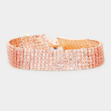 Load image into Gallery viewer, Rose Gold 6 Row Crystal Rhinestone Embellished Tennis Evening Bracelet
