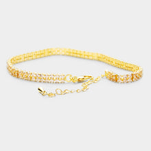 Load image into Gallery viewer, Gold 2 Row CZ Stone Embellished Tennis Evening Bracelet
