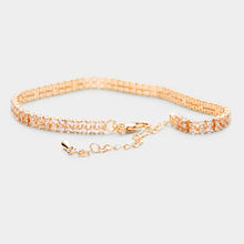 Load image into Gallery viewer, Gold 2 Row CZ Stone Embellished Tennis Evening Bracelet
