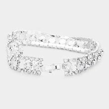 Load image into Gallery viewer, Silver Round Crystal Rhinestone Evening Bracelet
