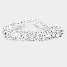 Load image into Gallery viewer, Silver Round Crystal Rhinestone Evening Bracelet
