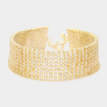 Load image into Gallery viewer, Gold CZ Stone Pave Evening Bracelet
