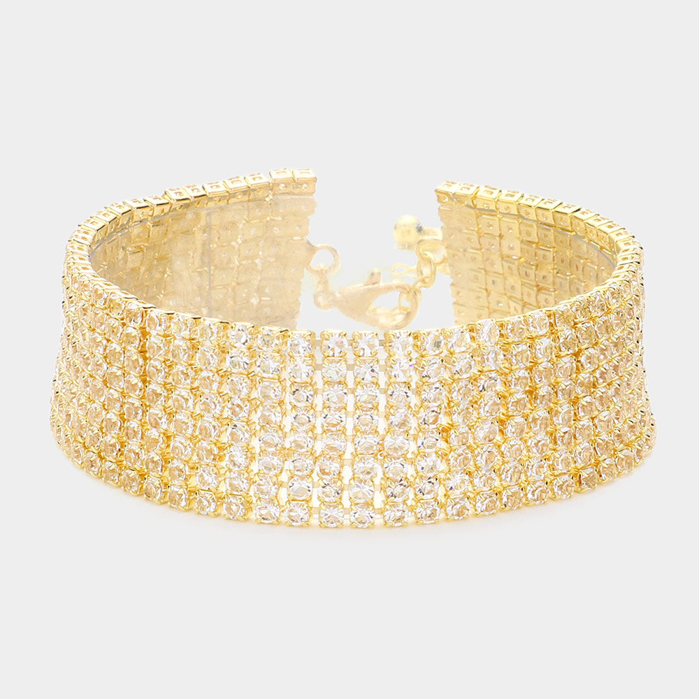 Gold CZ Stone Pave Evening Bracelet