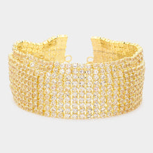 Load image into Gallery viewer, Gold CZ Stone Pave Evening Bracelet
