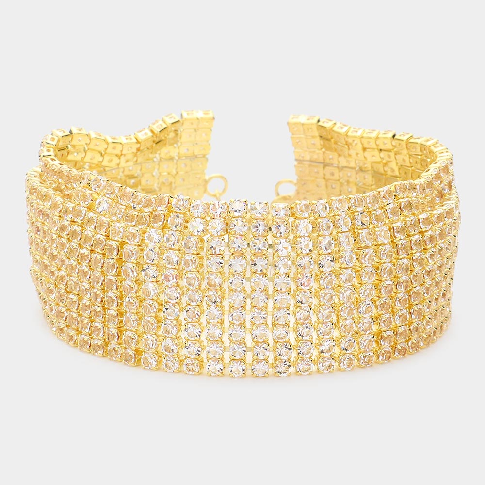 Gold CZ Stone Pave Evening Bracelet