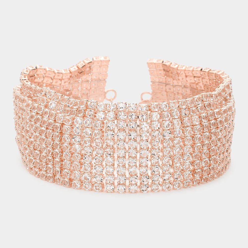 Rose Gold CZ Stone Pave Evening Bracelet