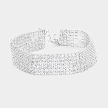 Load image into Gallery viewer, Silver 6 Rows Pave CZ Tennis Evening Bracelet
