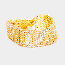 Load image into Gallery viewer, Gold 8 Rows Pave CZ Tennis Evening Bracelet
